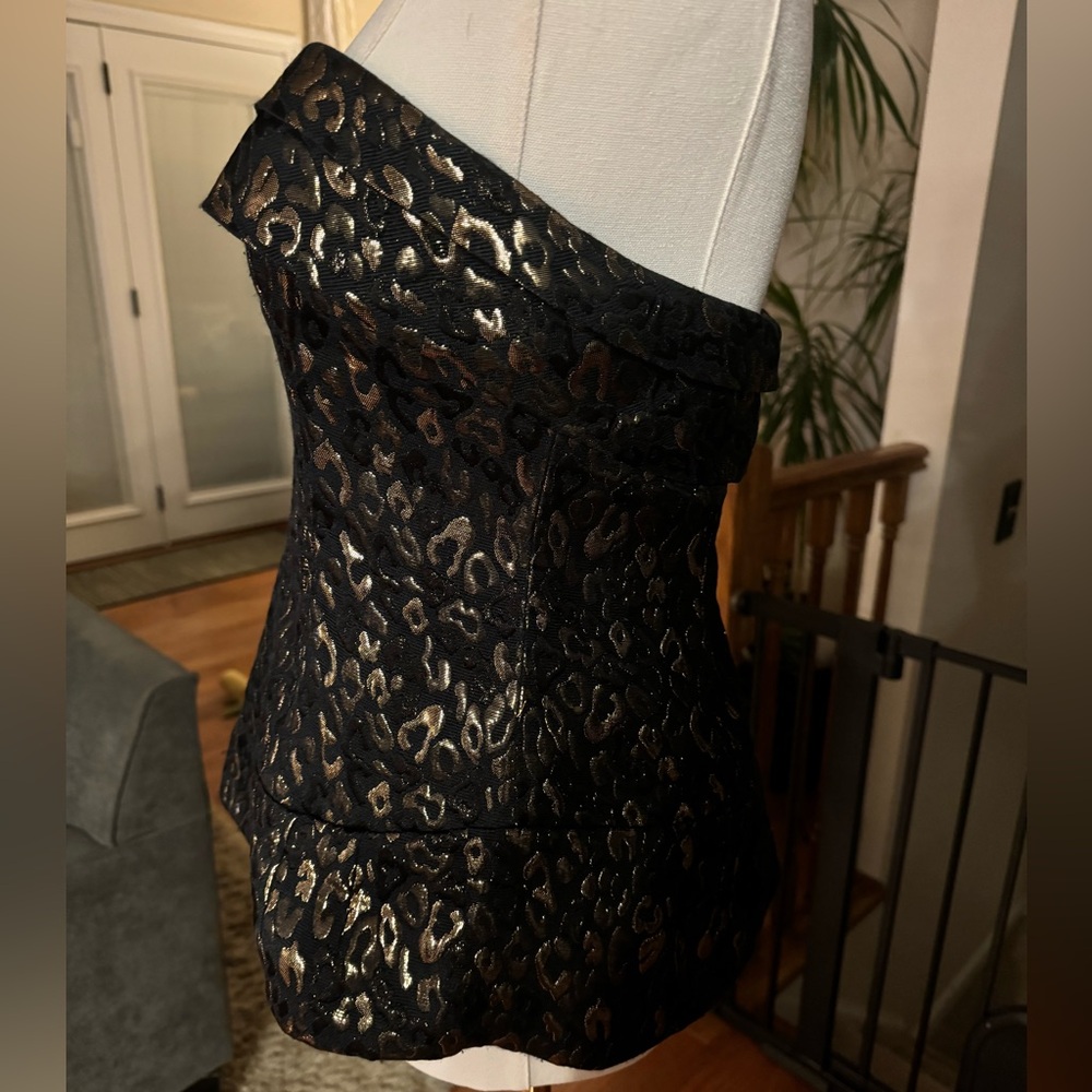 Black & gold metallic bustier top by Moda Intl size 6 - Picture 3 of 6